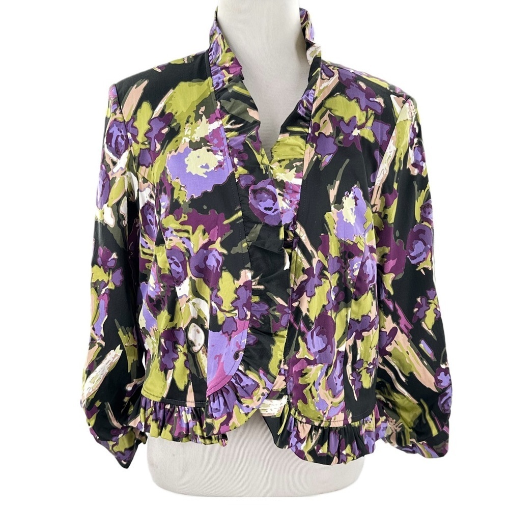 Lavender and honey womens blazer size XL purple washable floral watercolor
